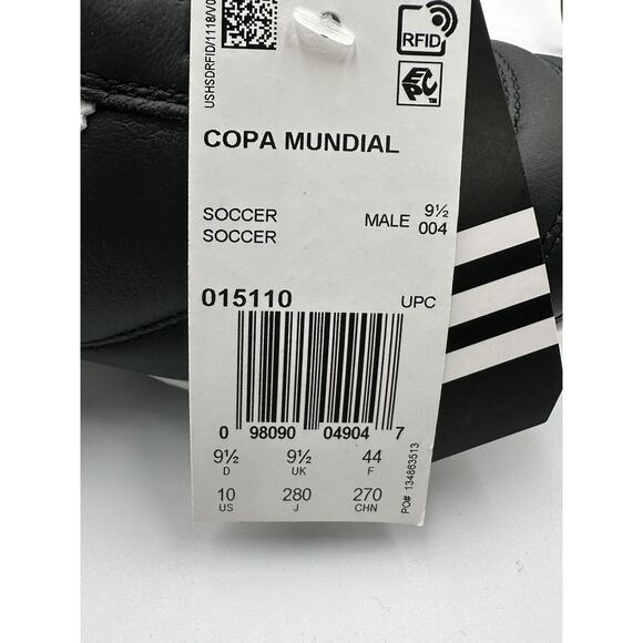 Size 10 Adidas Men’s Copa Mundial Soccer Cleats Shoes Black/Cloud White 015110 - Picture 5 of 5